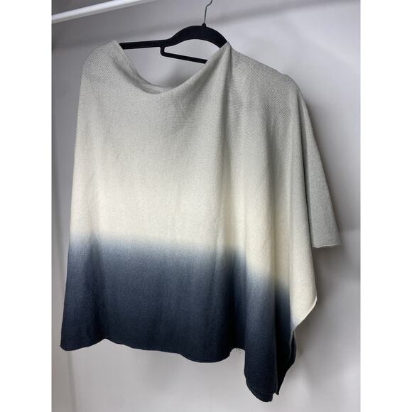 Minnie Rose 100% Cashmere Ruana Shawl Women's One Size Ombre Sweater Knit Poncho - Picture 3 of 5